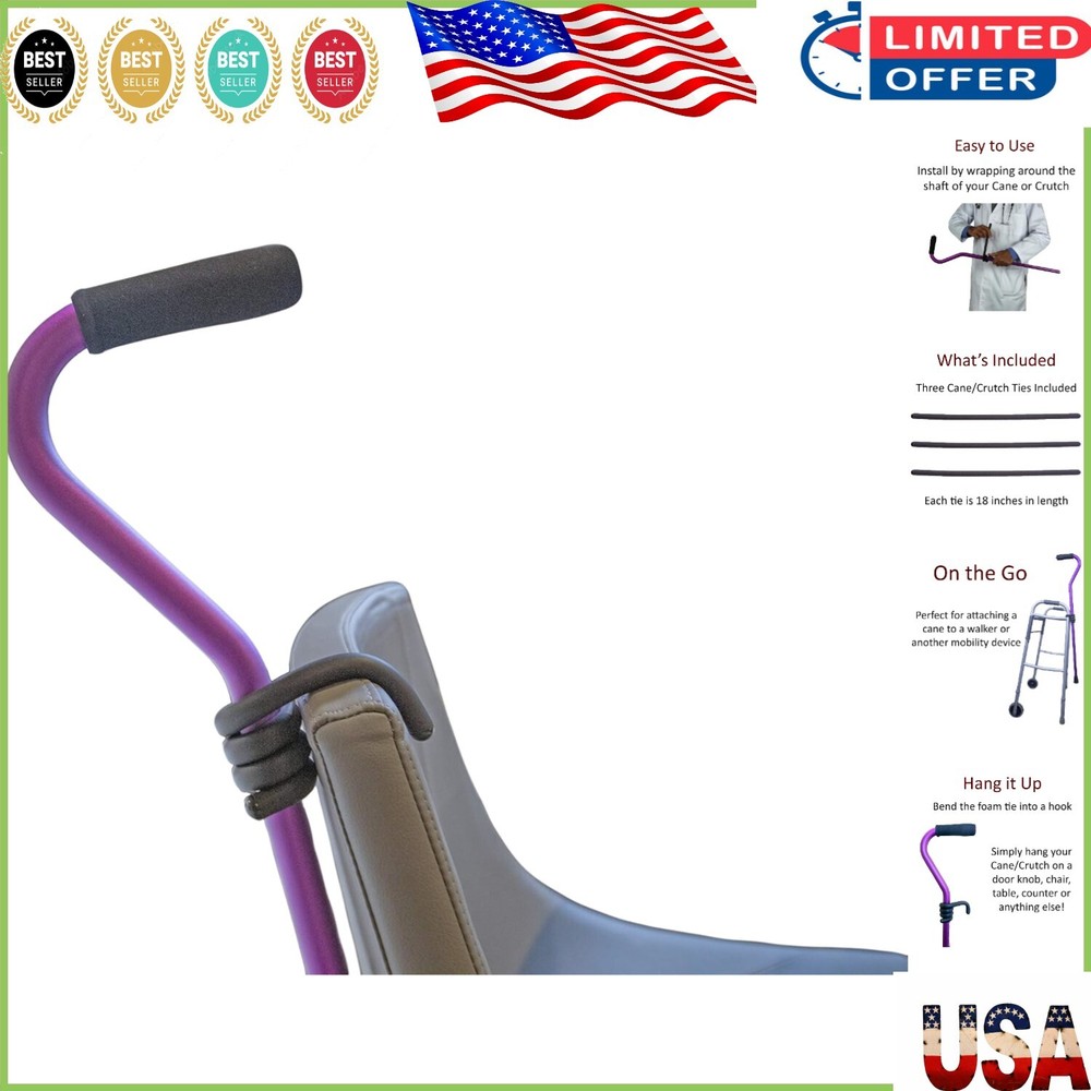 Essential Cane and Crutch Holder Set - Easy Access Mobility Tool - 3 Pack