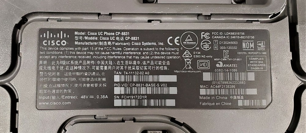 Cisco CP-8831 IP UC CONFERENCE PHONE w/ KEYPAD