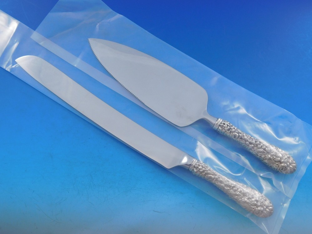 Rose by Stieff Sterling Silver Wedding Cake Set Server 2pc Custom Made HHWS
