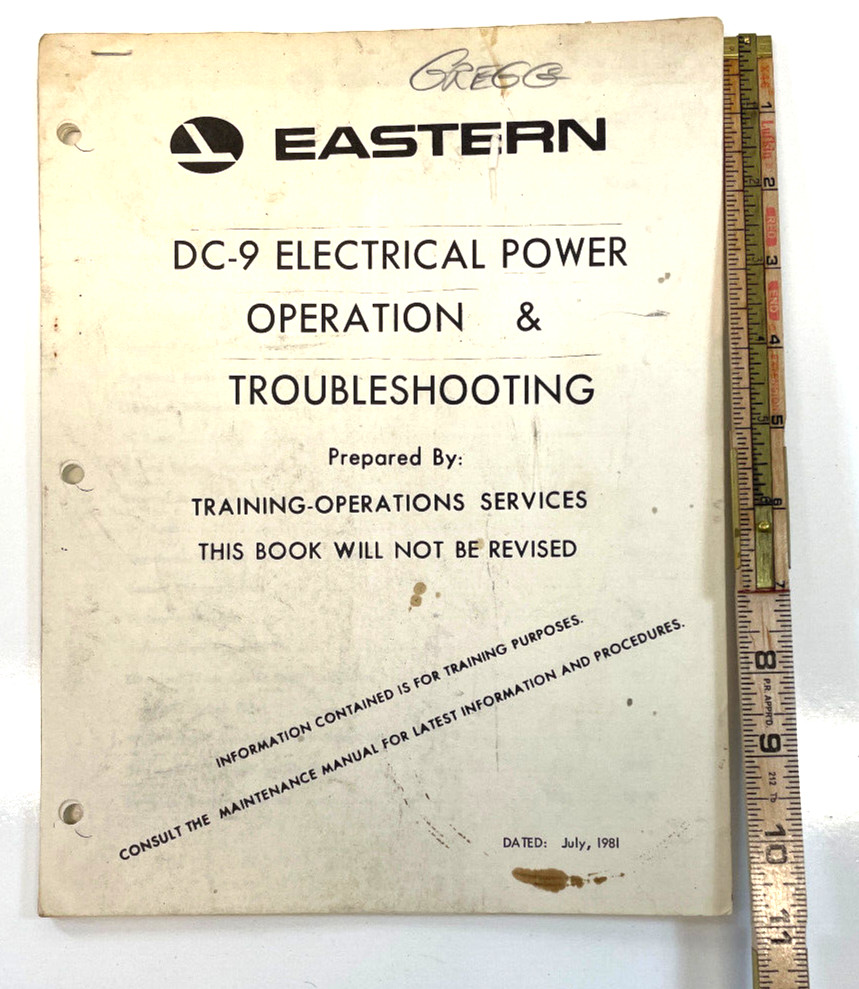 VTG Eastern Airlines DC-9 Electrical Power Operations and Troubleshooting Book