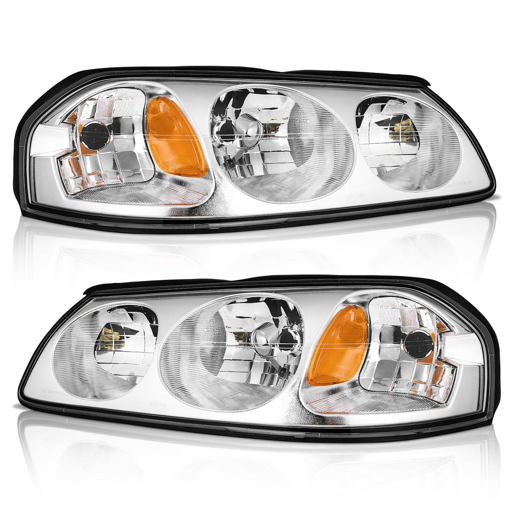 WEELMOTO Pair Headlights Assembly For 2000-2005 Chevy Impala Headlamp Left+Right