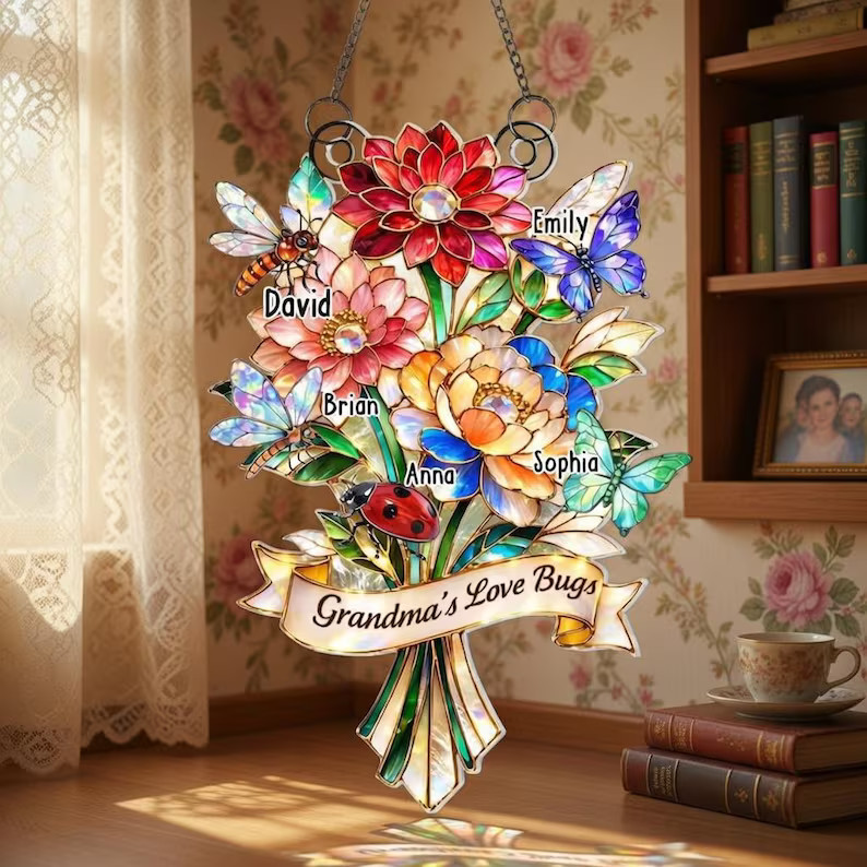 Personalized Grandmas Love Bugs Suncatcher Acrylic