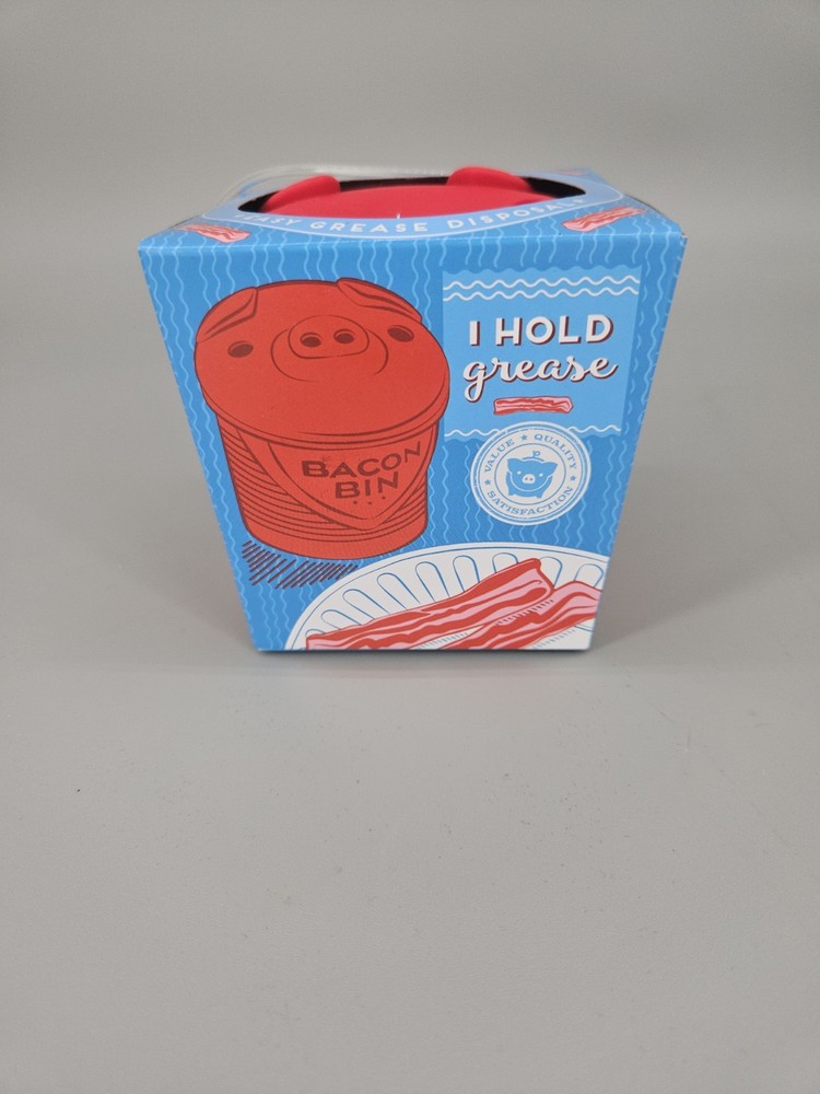 Bacon Bin Silicone Grease Disposal Container With Strainer Red Pig Reusable New