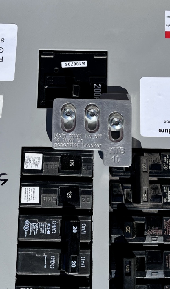 Generator Interlock Kit , Siemens 200 Amp Panel Murray 200 Amp Panel