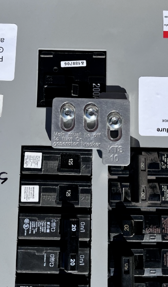 Generator Interlock Kit , Siemens 200 Amp Panel Murray 200 Amp Panel