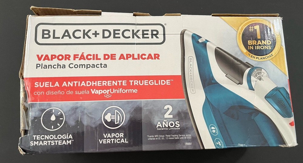 NEW Black Decker Trueglide Nonstick Soleplate Easy Steam Compact Blue Iron