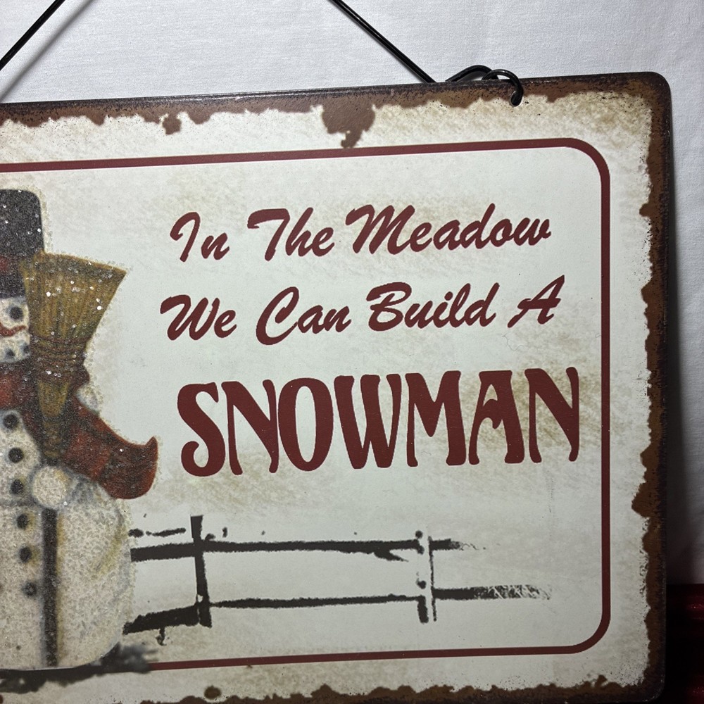 Rustic Christmas Tin Hanging Wall Snowman
