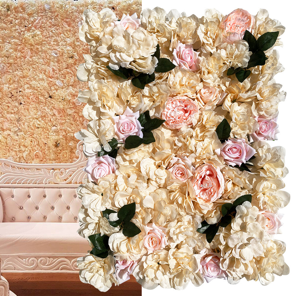 12 Pcs Artificial Rose Flower Wall Panel Bouquet Wedding Party Backdrop Decor
