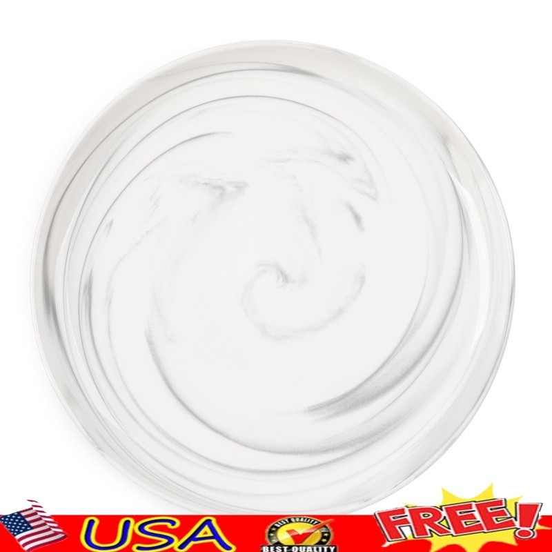 Gray Marble Ceramic Dinner Plate Dishwasher Safe Elegant Dining Tableware New