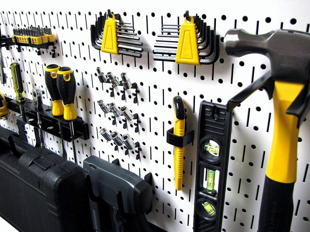 Pegboard 16in x 32in Horizontal White Metal Pegboard Tool Board Panel