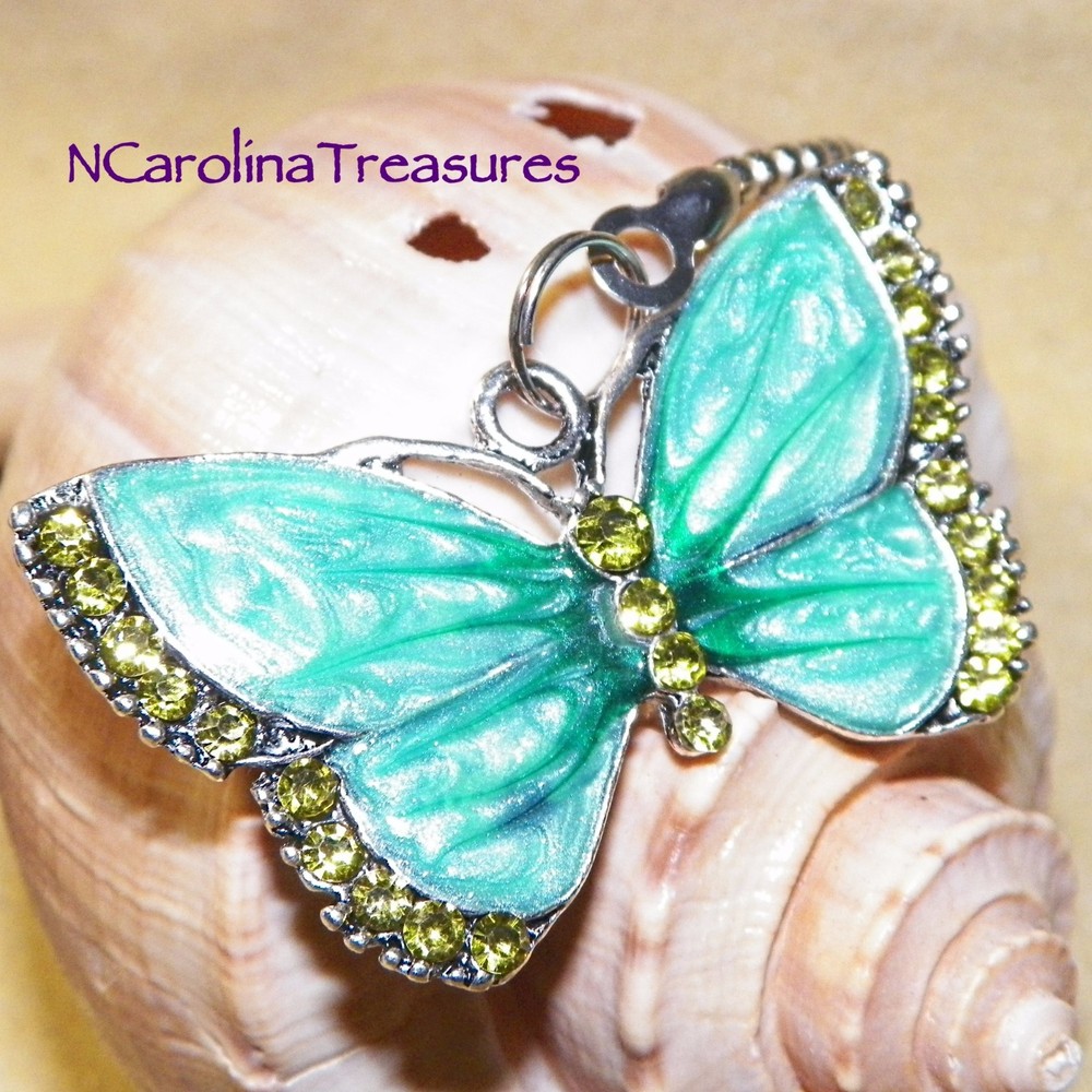 RETRO GREEN BUTTERFLIES BUTTERFLY SILVER CEILING FAN LIGHT SWITCH PULL LG PAIR