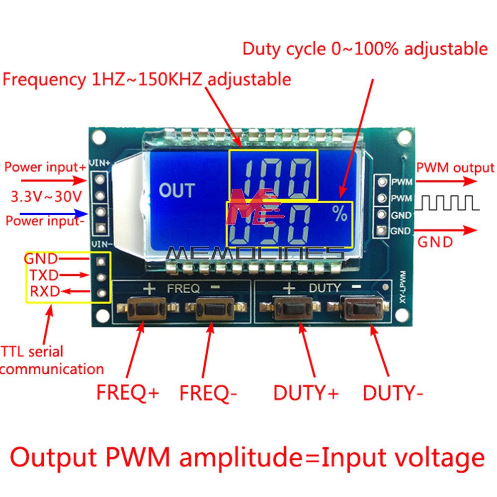 Adjustable PWM Pulse Frequency Duty Cycle Square Wave Signal Generator Module 2C