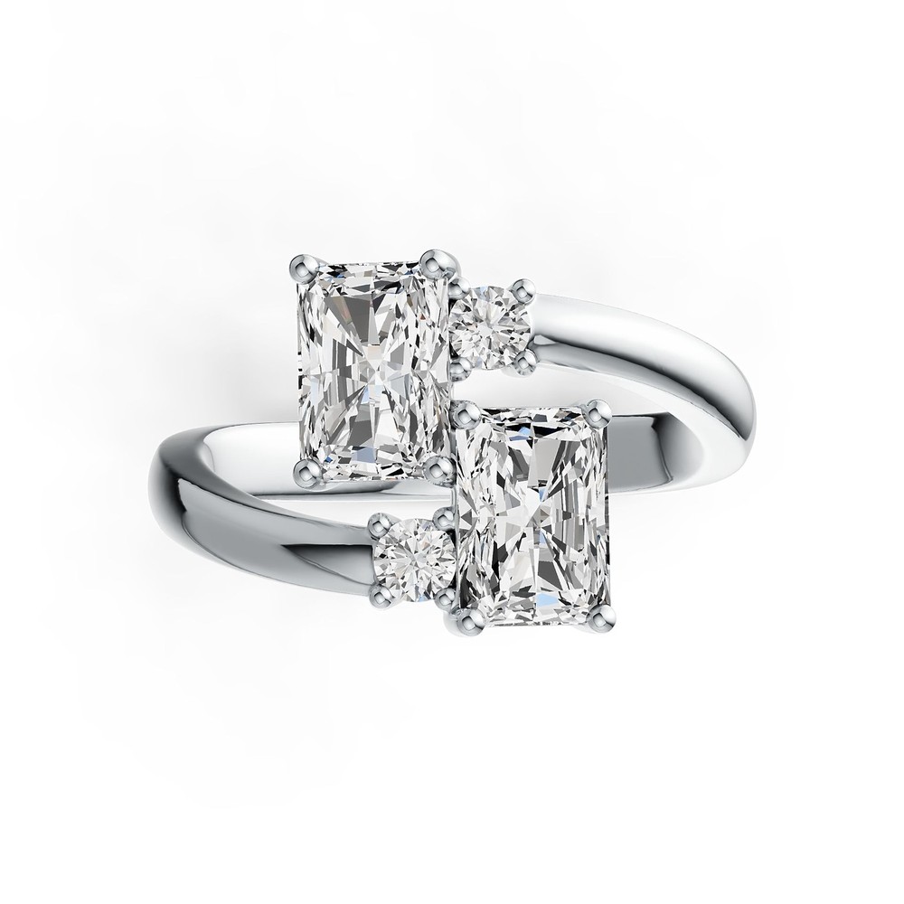 Sterling Silver Semi Mount Ring Setting Emerald OCT 7X5mm Bypass