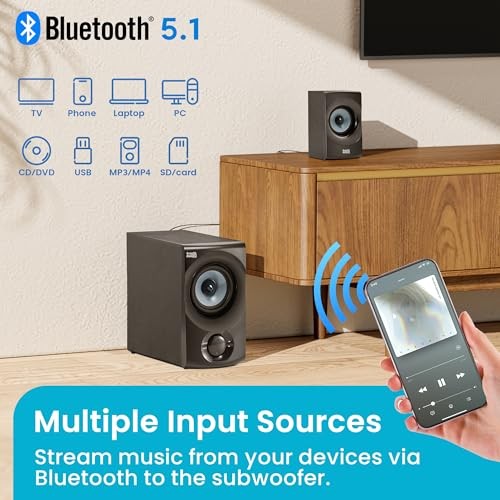 Bluetooth 2.1 Speaker System 2.1-Channel Home Theater Speaker System, Grey