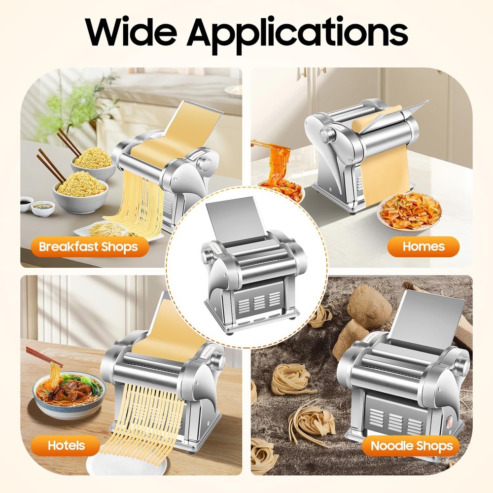 135W 110V Pasta Maker Machine, Two-Knife Electric Noodle Maker Machine Dough ...