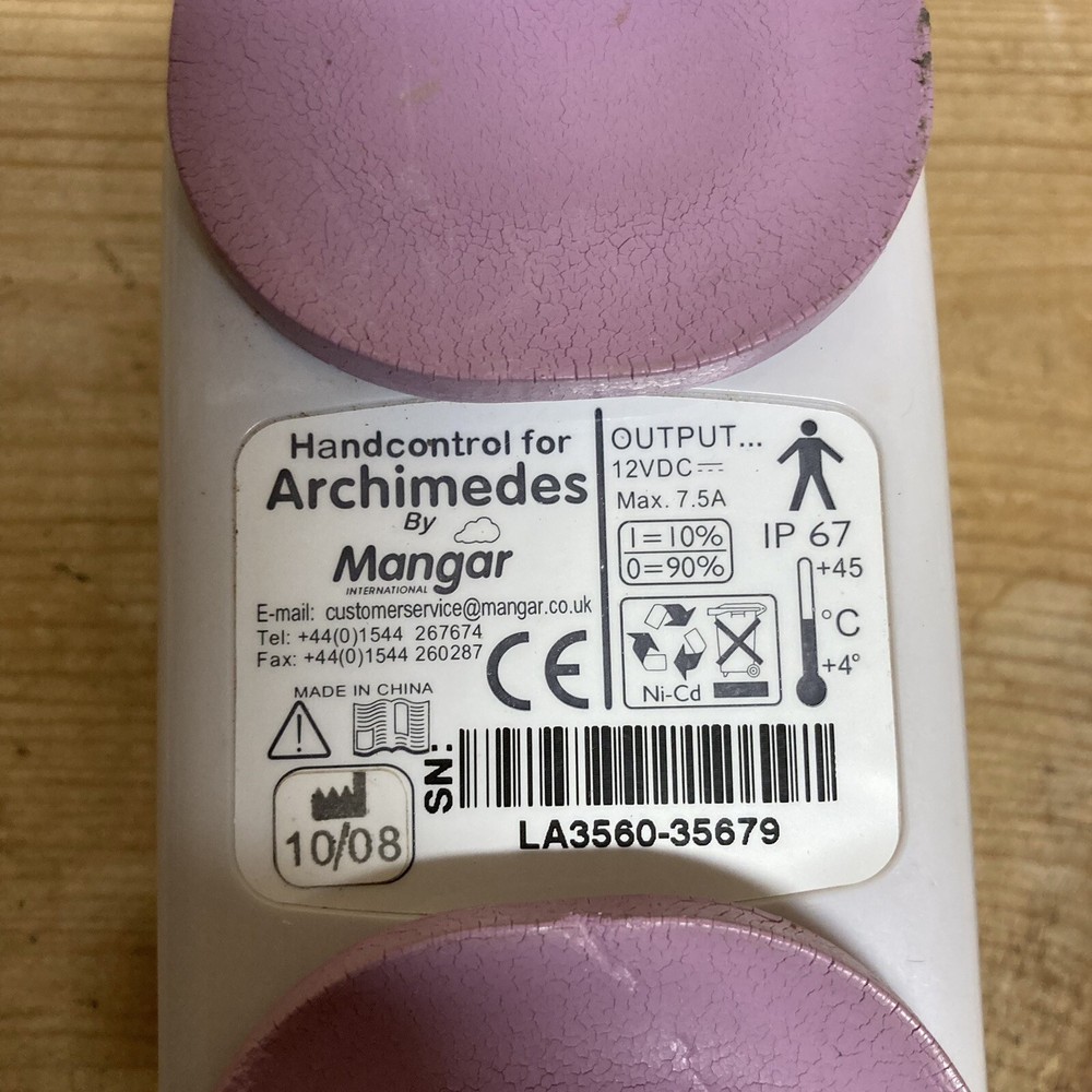 Mangar Archimedes Bath Lift Hand Control ** NO POWER ADAPTER** UNTESTED