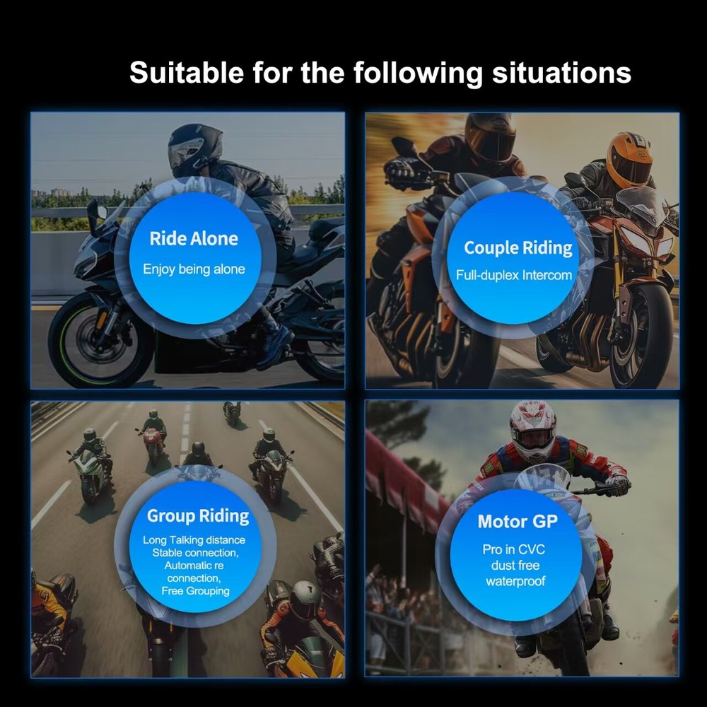 EJEAS Motorcycle Intercom Helmet Headset Mesh Bluetooth Wireless Waterproof Road