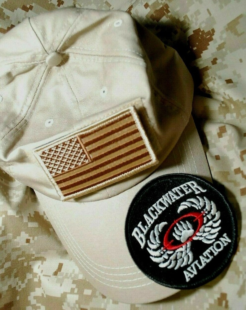 PRIVATE CONTRACTOR PMC BLK WATER SECURITY velkrö 3-PC: US FLAG + AVIATION + CAP