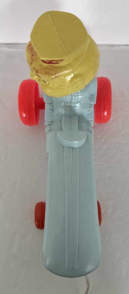 Empire Tractor Farmer Bobble Head Pull Toy Blow Mold Original Pull String Rare