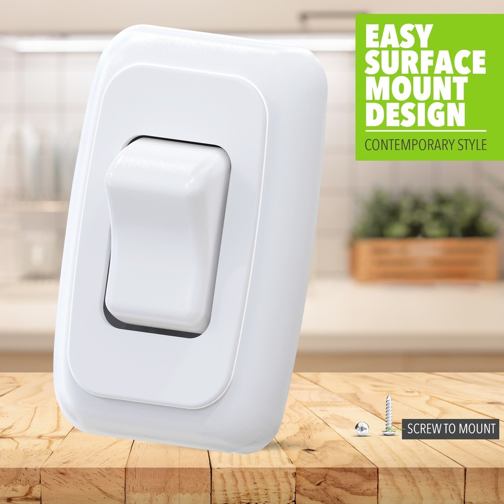 Single 1 Gang On-Off 12 volt White Light Switch - RV Camper Trailer Marine Boat