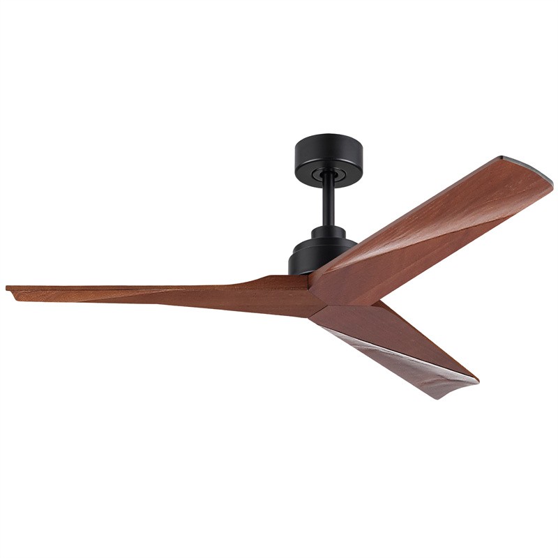 52" Modern Ceiling Fan No Light,Low Profile,3 Solid Wood Flat Fan Blade w/Remote