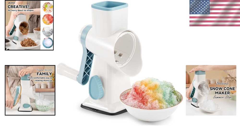 Rotary Ice Shaver with Suction Base - Effortless Snow Cone Creation