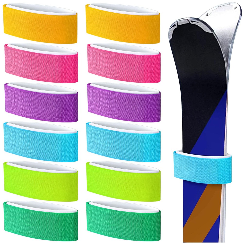 12pcs Ski Straps Adjustable Ski Fasteners Straps for Carrying Durable Hook an...