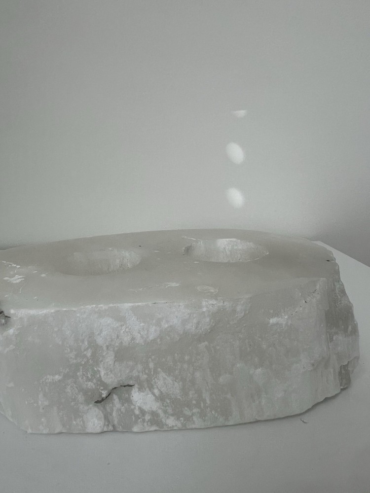 Selenite Crystal Double Tea light Candle Holder