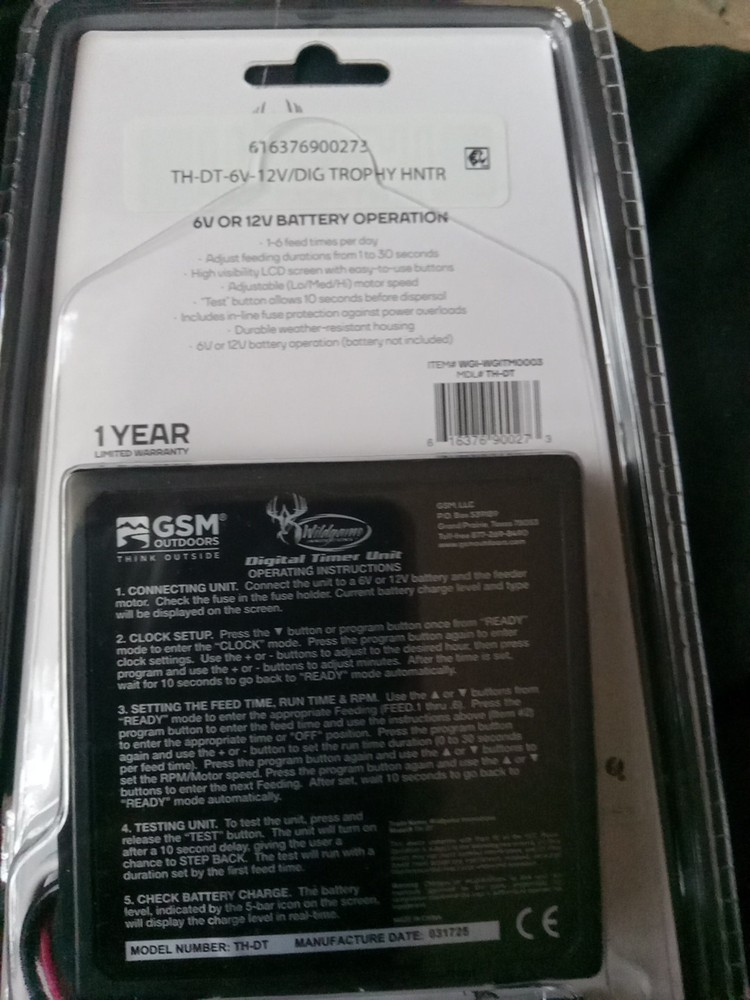 Wildgame Innovations Digital Controller Timer 6V or 12V Battery Operation TH-DT