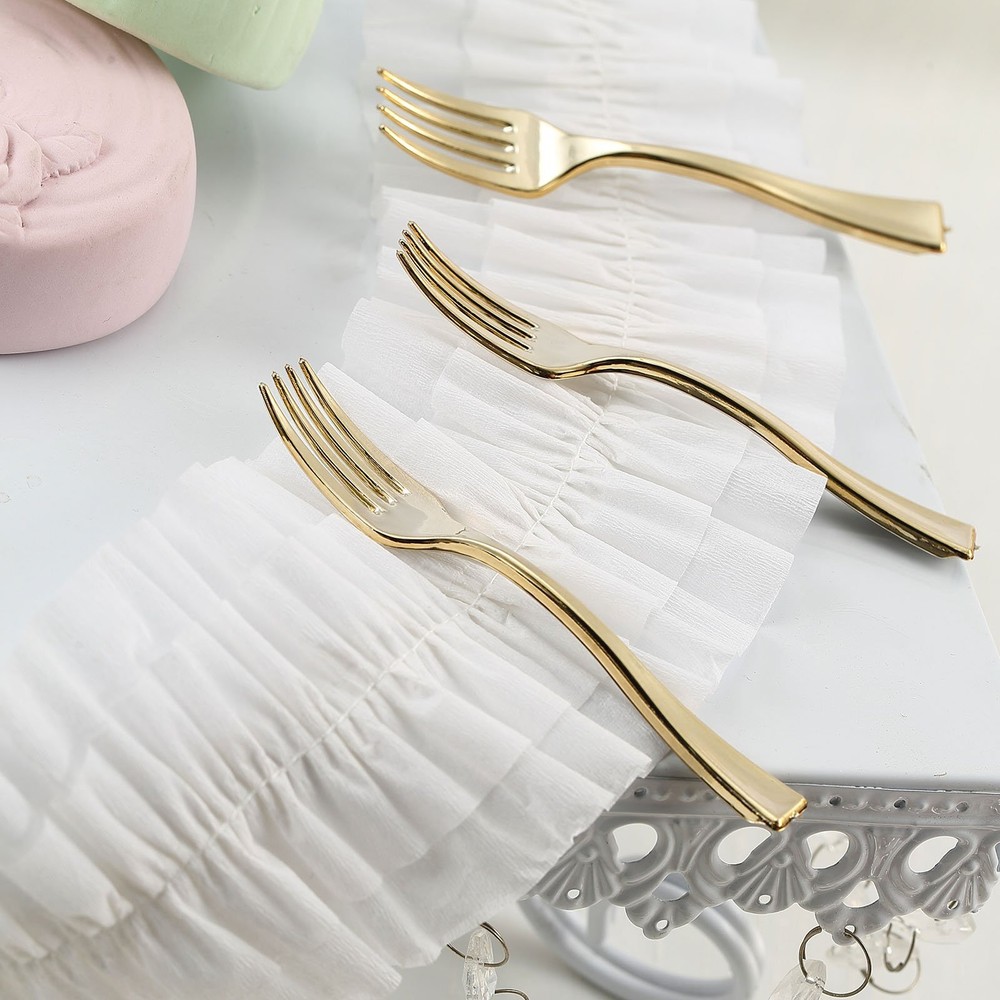 4" long Gold Appetizer Forks Wedding Dinner Party Events Disposable Tableware