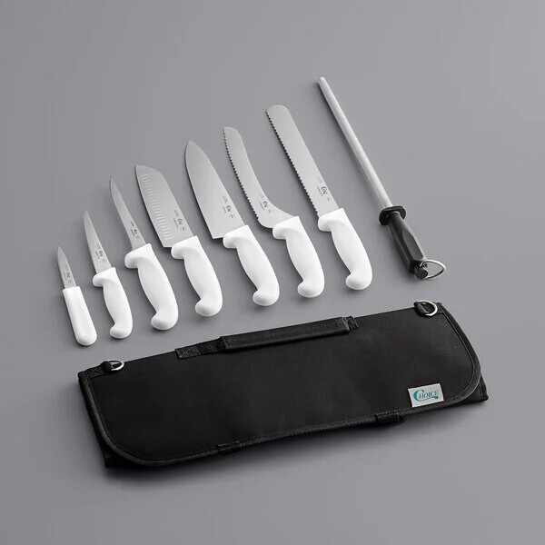Choice 9 Piece Knife Set with White Handles