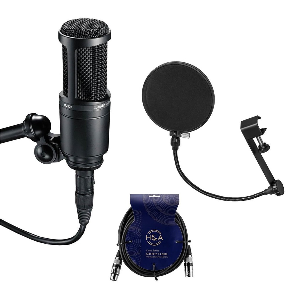 Audio-Technica AT2020 Side-Address Cardioid Condenser Microphone - Bundle With H