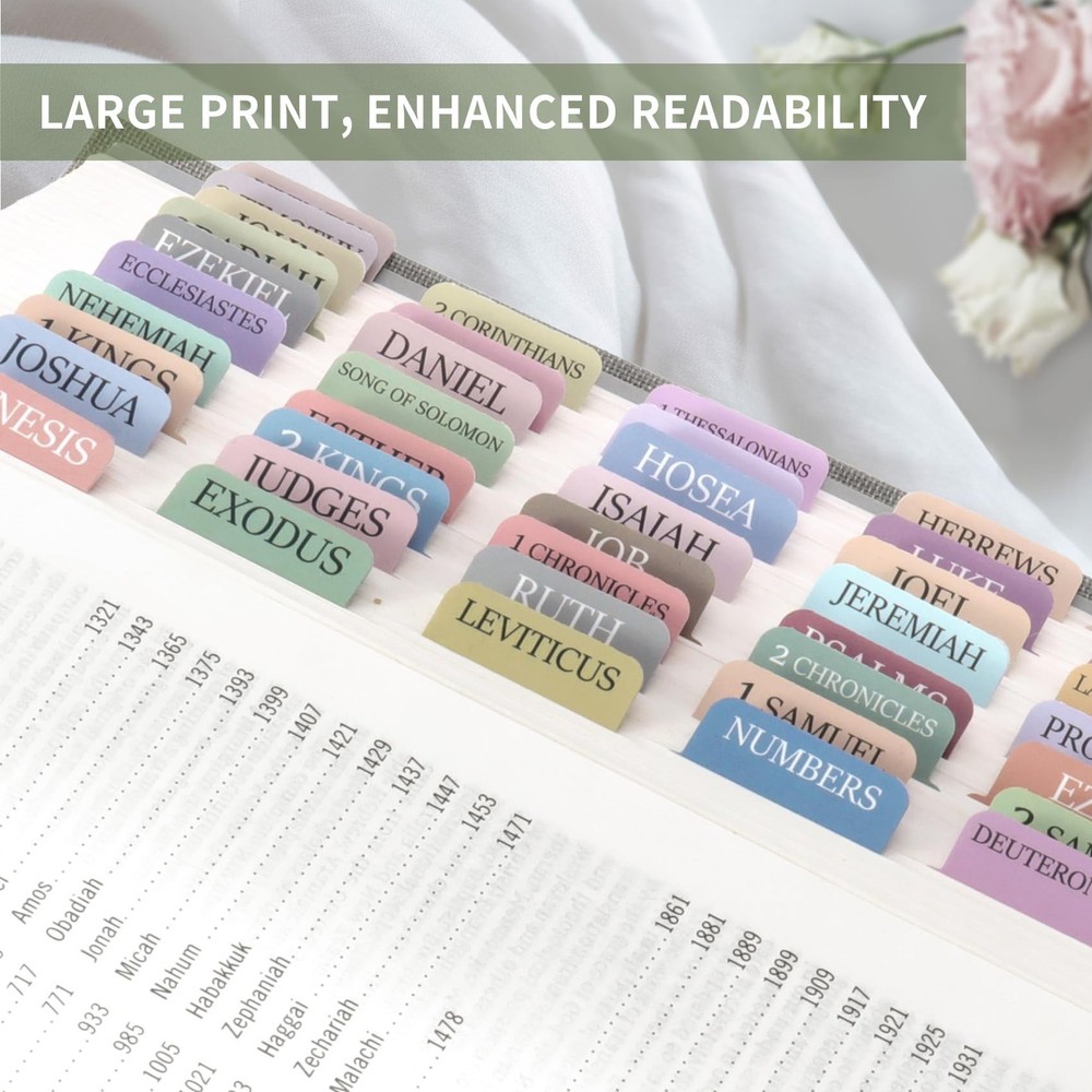 Bible Tabs for Women & Men, Laminated Study Bible, B.macaron