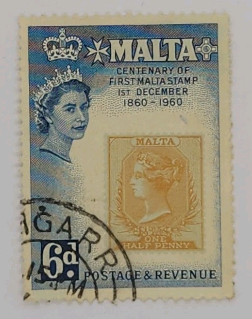 Postage Stamp Malta 1960 Yvert Centenary 6d Used