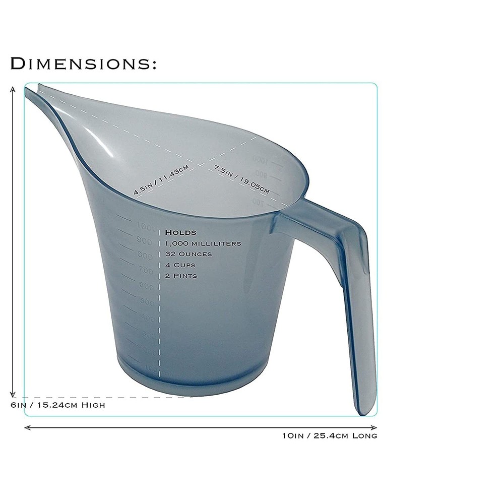 Pitcher 6 Pack Long Spout Jug 1000ml Translucent Grey Measuring Cups,Kitchen ...