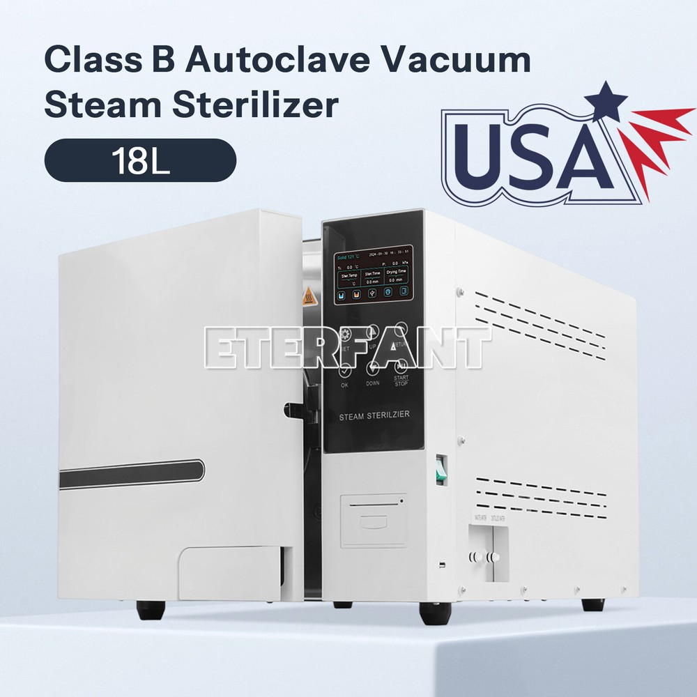 18L Class B Dental Vacuum Steam Sterilizer Autoclave Sterilization + Printer