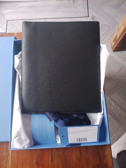 Smythson Bond Street Panama Leather Black A5 Writing Folio Folder & Notebook BN
