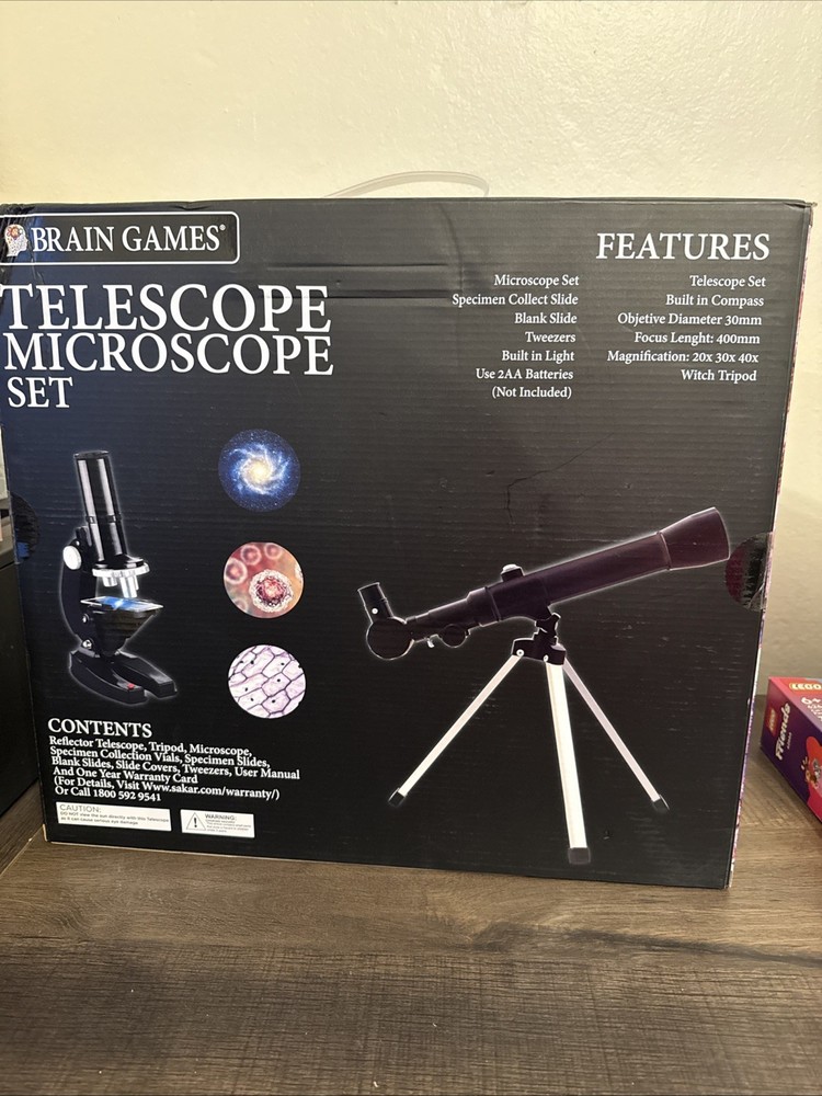 BRAIN GAMES TELESCOPE/MICROSCOPE SET. NEW