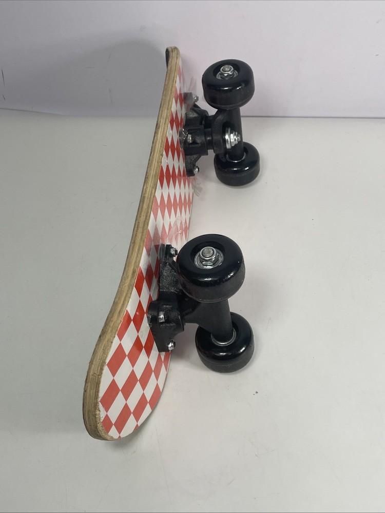 Mini Beginner 17” Black Wood Plaid Bottom Skateboard Black Wheels