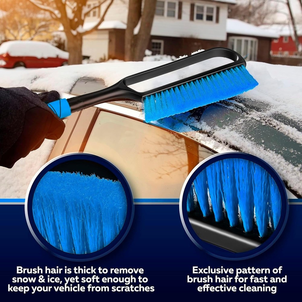 Extendable Ice Scraper for Windshield with Detachable Brush - Ergonomic Design