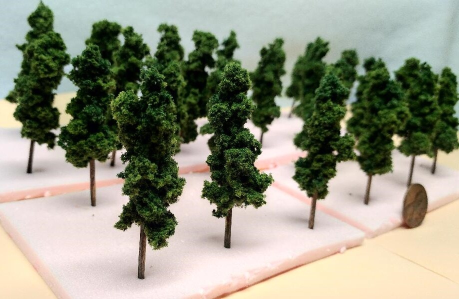 Z SCALE -HAND CRAFTED TREEZ- EVERGREENS -Correct Sized for Z Scale -(24) Pack