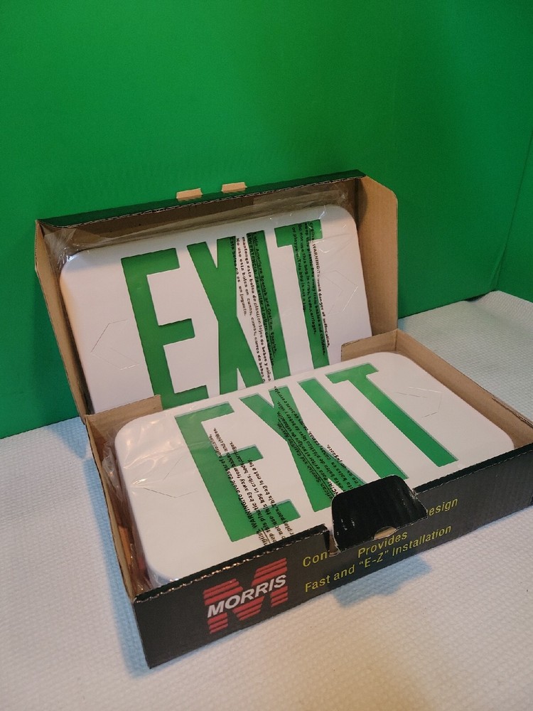 LED Emergency Exit Light Sign w/Battery Backup  Fire Rated GREEN Letter 73016