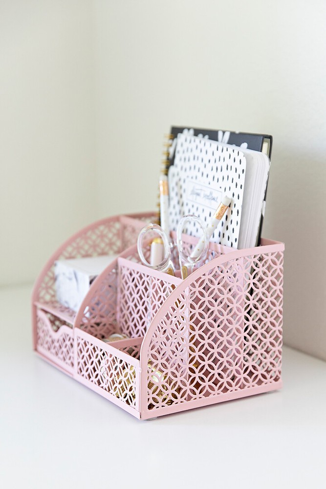 Blu Monaco Light Pink Desk Organizer with Drawer