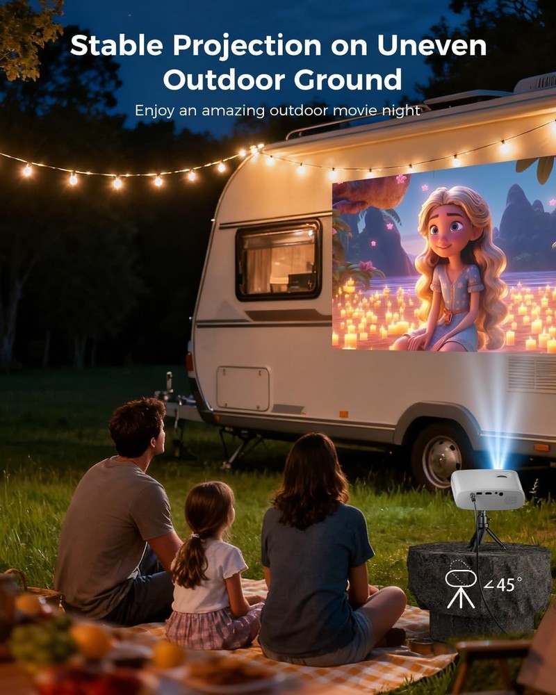 Mini Projector 1080P HD for iPhone Android Windows TV Stick HDMI USB Tripod P...