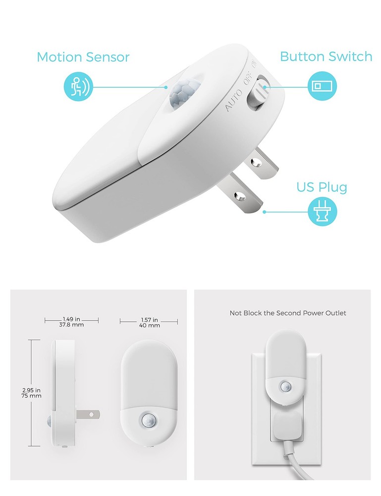 Motion Sensor Night Light, [2 Pack] Motion Activated Night Light, Daylight Wh...