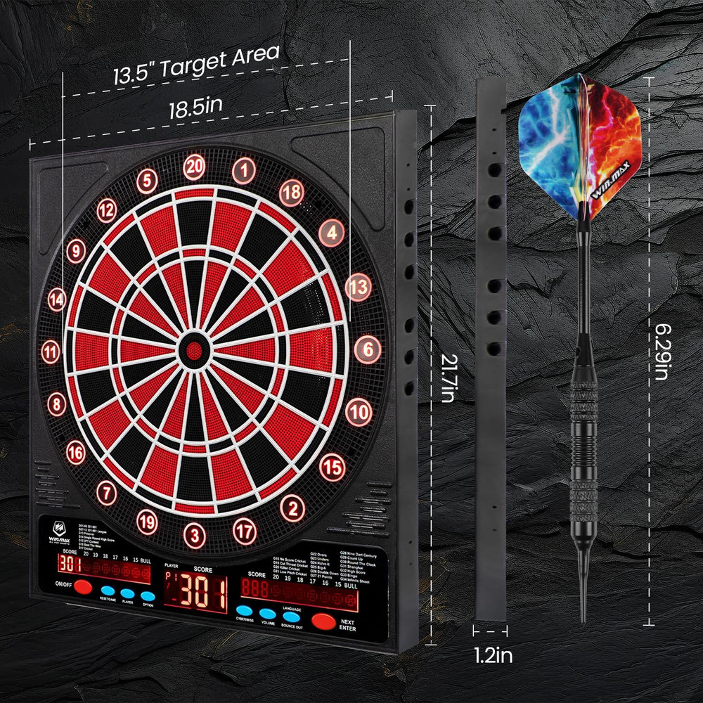 Electronic Dart Board LED Score Display Soft Tip Indoor Game Room Set