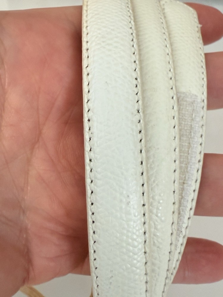 Terry Stack Size XL Minimalist Belt Off White Italian Leather Hook Loop Closure