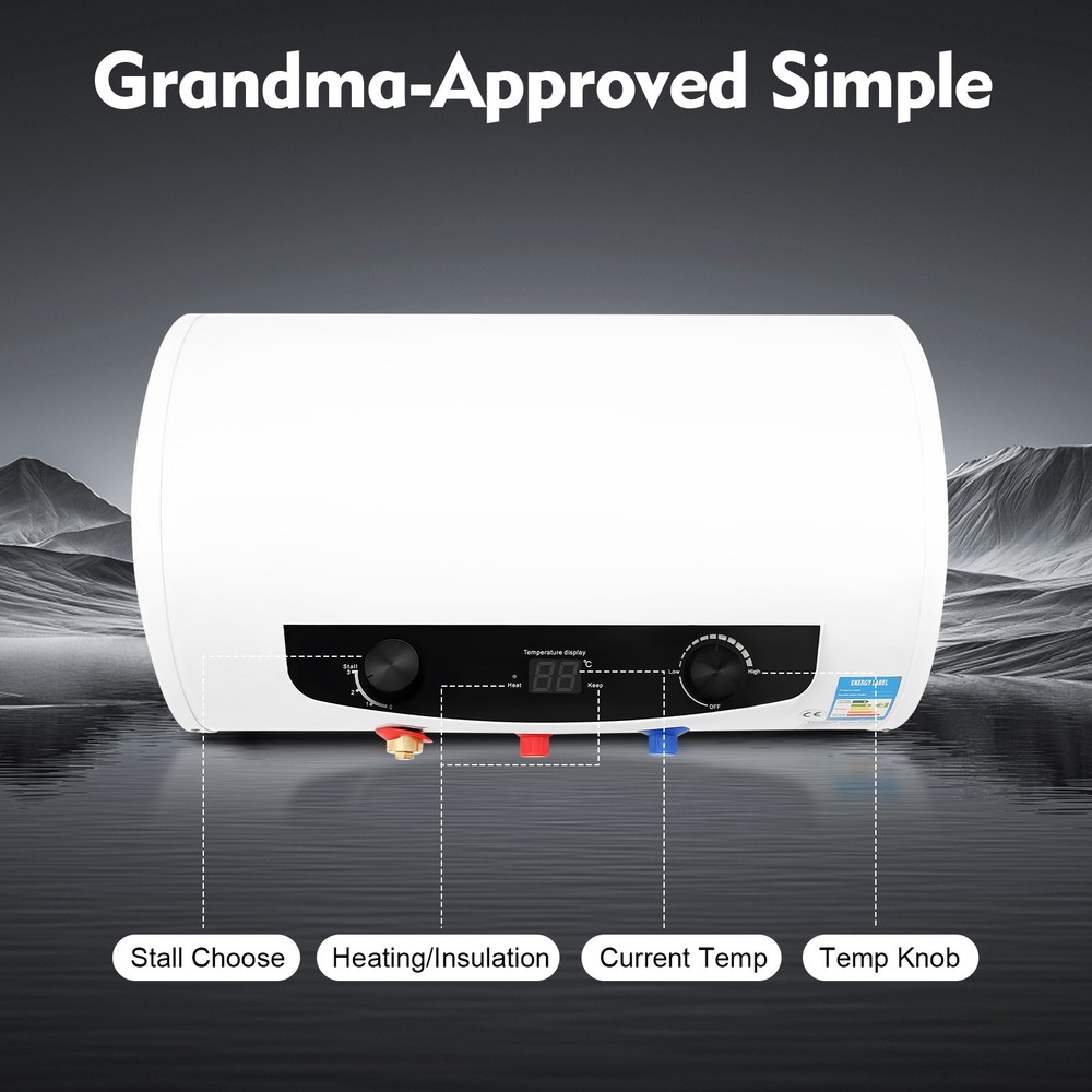 1500W 110V Tank Hot Water Heater Shower Electric Waterproof 30-75℃ White