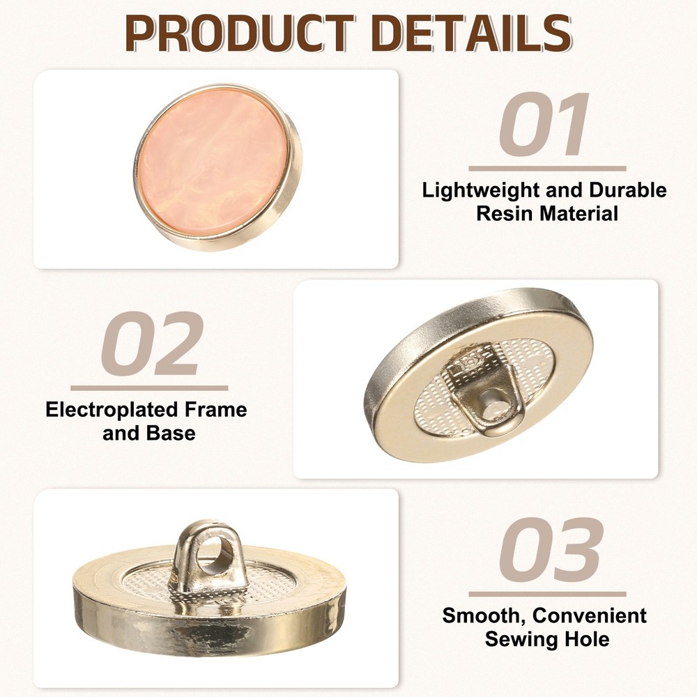 10Pcs Round Button, 23mm/0.9" Resin Decorative Pattern Button, Light Pink