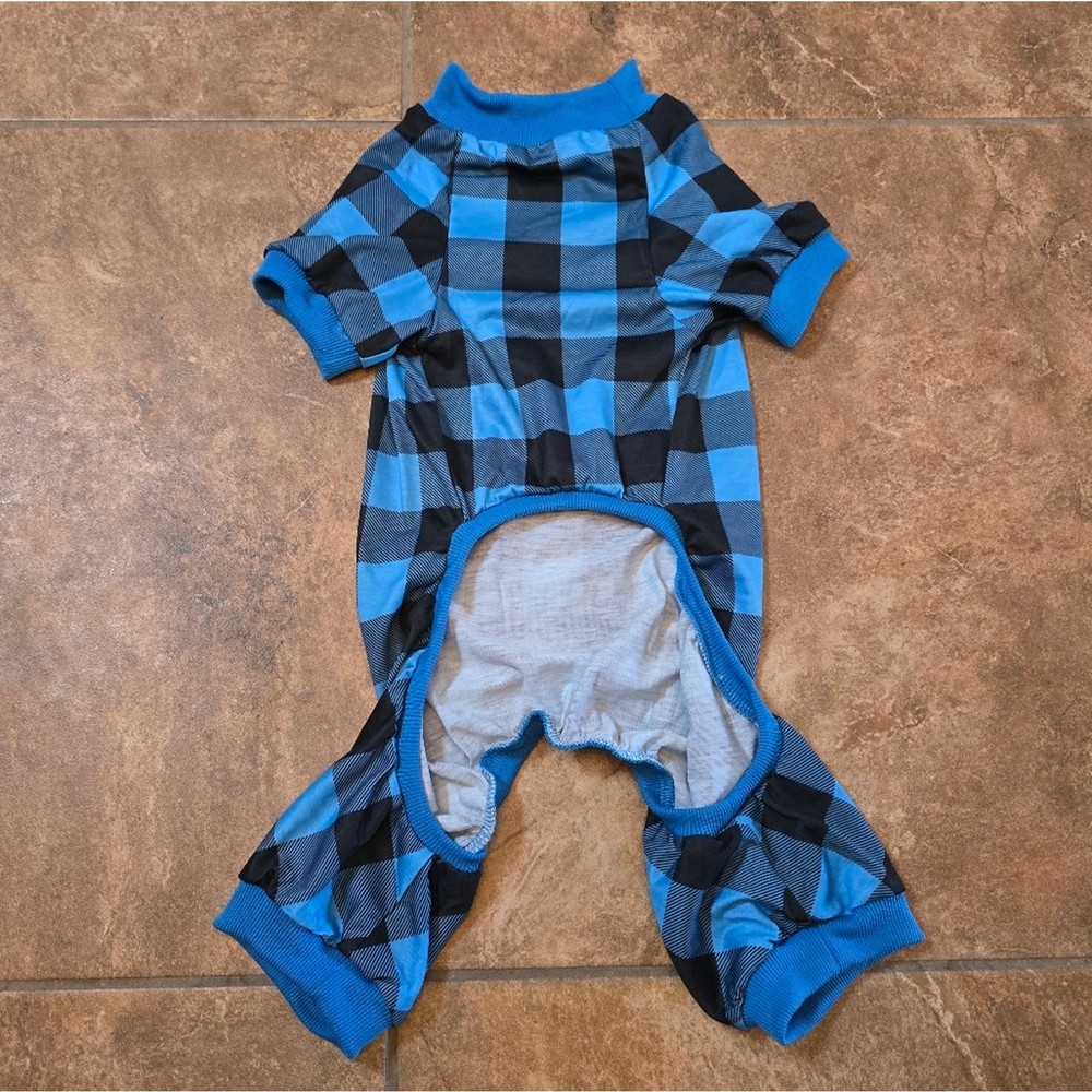 Blue Black Plaid Dog XL Pajama